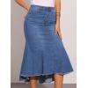 imageAllegra K Womens Washed Fishtail Denim Skirt High Waist Raw Hem Fashion Casual Midi Jean Skirts with PocketsMedium Blue