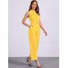 imageAllegra K Womens Wide Leg Jumpsuit 2024 Sleeveless Collared Tie Waist Coverall Button Down Cargo JumpsuitsYellow