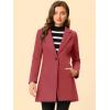 imageAllegra K Womens Winter Overcoat Notched Lapel One Buttoned MidLength Long CoatDark Pink