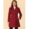 imageAllegra K Womens Winter Pea Coat 2025 Fall Single Breasted Long Outerwear Trench CoatsBurgundy