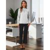 imageAllegra K Work Blouses for Women Stand Collar Long Sleeve Ruched Dressy Business Casual Work ShirtGray