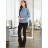 imageAllegra K Work Blouses for Women Stand Collar Long Sleeve Ruched Dressy Business Casual Work ShirtGrey Blue