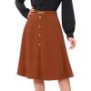 imageAllegra K ALine Midi Pleated Skirt for Womens Vintage Work High Waist Flare Business SkirtsOrange Brown