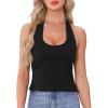 imageAllegra K Backless Halter Tops for Women 2025 Summer Casual Open Back Cute Sleeveless Tank TopBlack