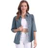 imageAllegra K Denim Shirt for Womens 34 Puff Sleeve Collar Button Down Jean ShirtsGray Blue