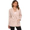 imageAllegra K Faux Suede Blazer for Womens Business Casual Lapel Collar Double Breasted Suit JacketBeige