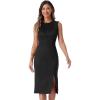 imageAllegra K Faux Suede Dresses for Womens Sleeveless Crewneck Split Hem Work Office Sheath DressBlack