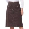 imageAllegra K Faux Suede Skirt for Womens Button Front High Waist 2025 Fall Knee Length ALine SkirtsDark Brown