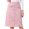 imageAllegra K Faux Suede Skirt for Womens Button Front High Waist 2025 Fall Knee Length ALine SkirtsPink