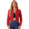 imageAllegra K Lace Jackets for Womens Stand Collar Zip Up Lightweight Gothic Sheer Baseball JacketRed
