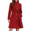 imageAllegra K Pea Coats for Women Fall Winter Stand Collar Single Breasted Long Trench Coat with Belt 2025Red