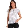 imageAllegra K Polka Dots Tops for Womens Puff Sleeve Round Pleated Neck Casual Office BlouseWhite