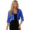 imageAllegra K Satin Cardigan for Womens Open Front Elegant Formal 34 Sleeve Bolero Shrug JacketBlue