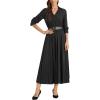 imageAllegra K Semi Formal Pleated Dress for Womens 34 Sleeves Empire Waist Wedding Guest Maxi Dress with BeltBlack