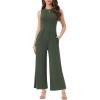 imageAllegra K Summer Jumpsuit for Womens Dressy Casual Outfits Sleeveless Crewneck Wide Leg PantsGreen