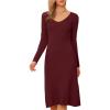 imageAllegra K Sweater Dress for Womens V Neck Long Sleeve Ribbed Knit Midi DressesBurgundy
