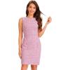 imageAllegra K Tweed Dress for Womens Business Boat Neck Sleeveless Plaid Sheath DressesPink