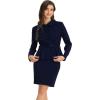 imageAllegra K Two Pieces Suits for Womens Business Peplum Blazer Jacket Mini Pencil Skirt SetsNavy Blue