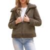 imageAllegra K Winter Faux Suede Jacket Coat for Women 2025 Faux Fur Shearing Lined Warm Thick Fleece Fuzzy OuterwearDark Brown