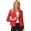 imageAllegra K Women Faux Suede Jacket Lapel Draped Open Front Cardigan Casual Trendy Suede BlazerRed