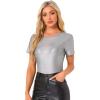 imageAllegra K Womens 80s Disco Outfit Party Club Sparkly Rainbow Metallic TopLight Grey