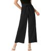 imageAllegra K Womens Casual Office Wide Leg Pants Elastic Waist Tie Knot Pleated Trouser with PocketsBlack