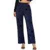 imageAllegra K Womens Christmas Sparkle High Waist Stretch Party Wide Leg Shiny Star Print Pants