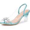 imageAllegra K Womens Clear Slingback Flower Rhinestone Peep Toe Heels SandalsLake Blue