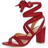 imageAllegra K Womens Crisscross Chunky Heel Lace Ups SandalsRed