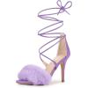 imageAllegra K Womens Faux Fur Stiletto Heel Lace Up Heels SandalsPurple