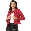 imageAllegra K Womens Faux Suede Jacket Stand Collar Zip Up Long Sleeve Motorcycle Biker CoatRed