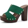 imageAllegra K Womens Faux Suede Platform High Block Heel Slides SandalsGreen