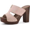 imageAllegra K Womens Faux Suede Platform High Block Heel Slides SandalsPink