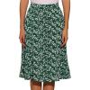 imageAllegra K Womens Floral Midi Skirt Peasant Elastic Waist ALine Ditsy Leave Print SkirtsPalm Green
