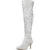 imageAllegra K Womens Glitter Pointed Toe Stiletto Heels Over the Knee High BootsWhite Silver