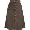 imageAllegra K Womens High Waist Button Front ALine Belted Corduroy Midi SkirtGray Brown