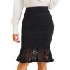 imageAllegra K Womens Lace Skirts Elegant Casual Work Office Skirt Knee Length Bodycon Fishtail Lace Pencil SkirtBlack