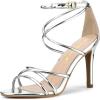 imageAllegra K Womens Open Toe Strappy Straps Stiletto Heel Silver Sandals 75 M US