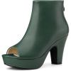 imageAllegra K Womens Peep Toe Platform Back Zip Chunky Heel Ankle BootsDark Green