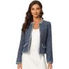 imageAllegra K Womens Plaid Tweed Blazer Long Sleeve Open Front Work Office Short JacketDark Blue