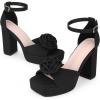 imageAllegra K Womens Platform Flower Heels Square Toe Chunky Heel SandalsBlack
