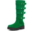 imageAllegra K Womens Platform Goth Boots Buckles Round Toe Chunky Heel Knee High BootsEmerald Green