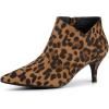 imageAllegra K Womens Pointed Toe Kitten Heel Cutout Ankle BootsLeopard