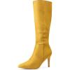 imageAllegra K Womens Pointed Toe Stiletto Heels Knee High BootYellow