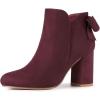 imageAllegra K Womens Round Toe Bow Decor Chunky Heel Ankle BootsBurgundy