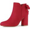 imageAllegra K Womens Round Toe Bow Decor Chunky Heel Ankle BootsRed