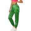 imageAllegra K Womens Satin Pants Tie Elastic High Waist Shiny Silky Dressy Satin Cargo JoggersLight Green