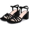 imageAllegra K Womens Square Toe Slingback Chunky Heels Velvet SandalsBlack