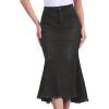 imageAllegra K Womens Washed Fishtail Denim Skirt High Waist Raw Hem Fashion Casual Midi Jean Skirts with PocketsBlack