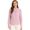 imageAllegra K Work Blouses for Women Stand Collar Long Sleeve Ruched Dressy Business Casual Work ShirtPink